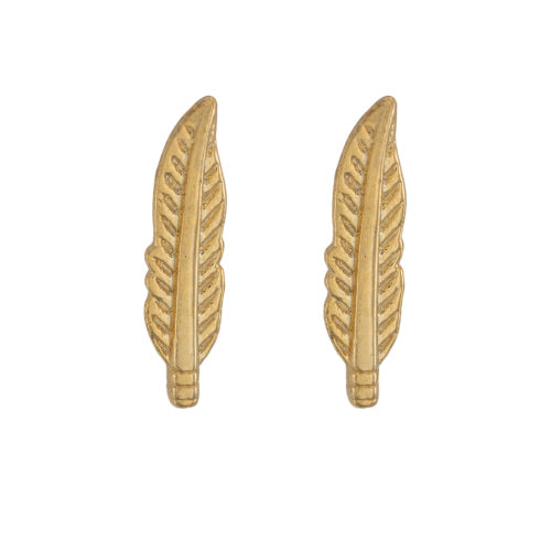 GOLD FEATHER STUD EARRINGS