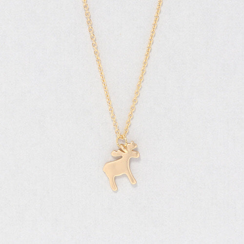 GOLD DAINTY CHARM MOOSE NECKLACE