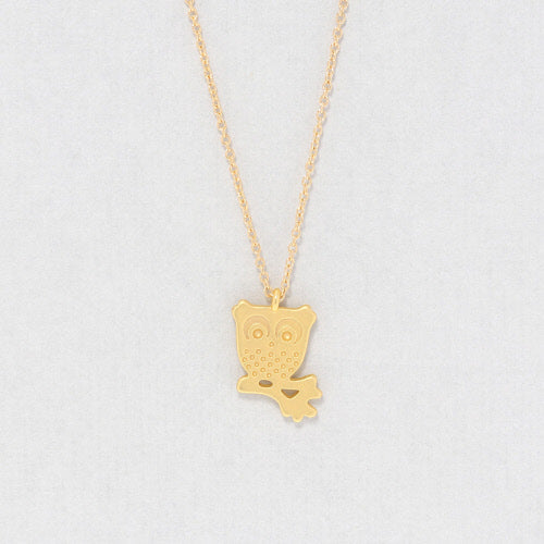 GOLD DAINTY CHARM OWL NECKLACE