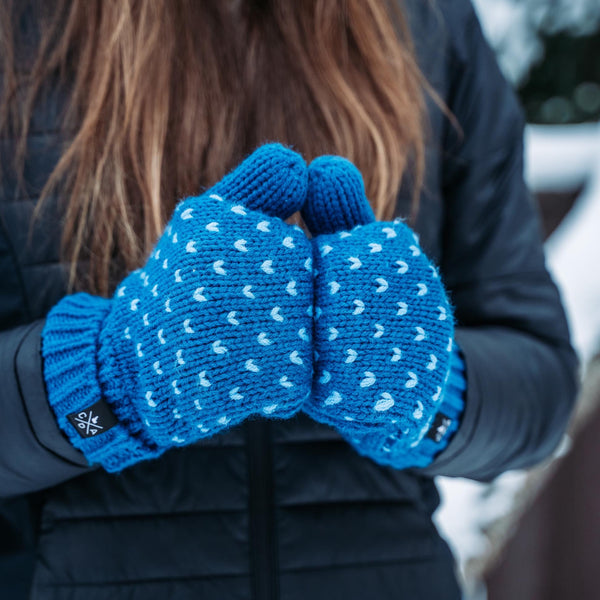 Adult Blue Knitted Mittens