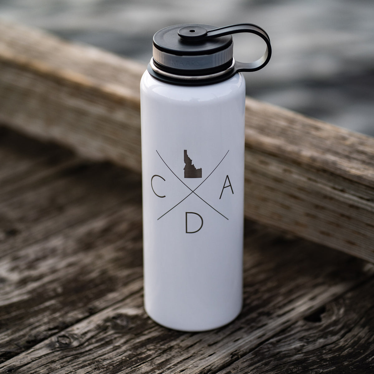 White Fine Logo 40oz. Maars Flask CDA IDAHO Clothing Company