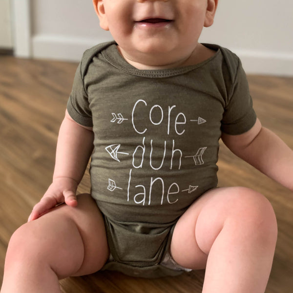 Olive Core Duh Lane Infant Onesie