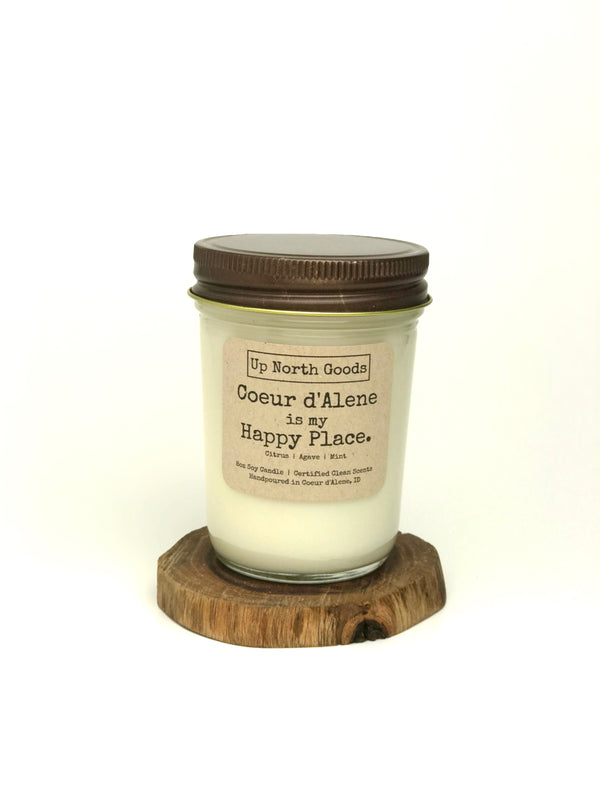 Coeur d'Alene is my Happy Place 8oz Soy Candle by Up North Goods