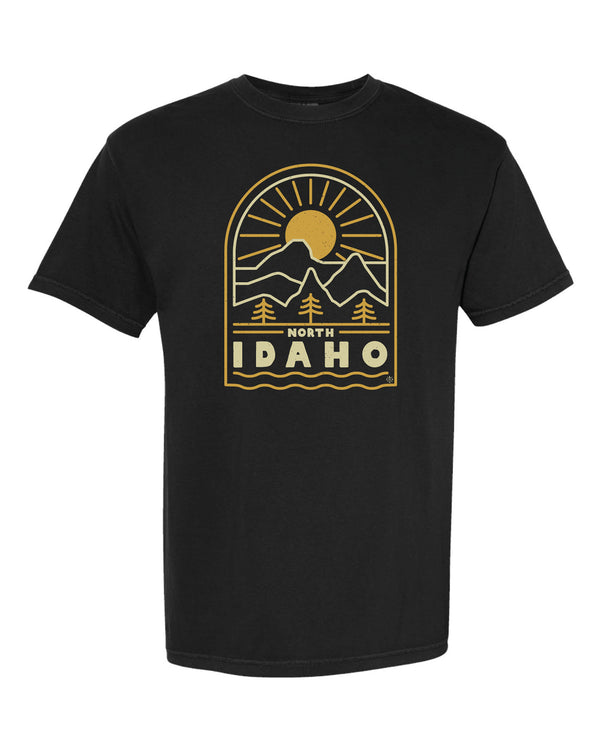 North Idaho Sunrise Tee - Black (100% Cotton)