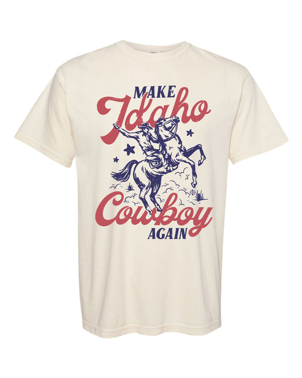 Make Idaho Cowboy Again Tee - Ivory (100% Cotton)