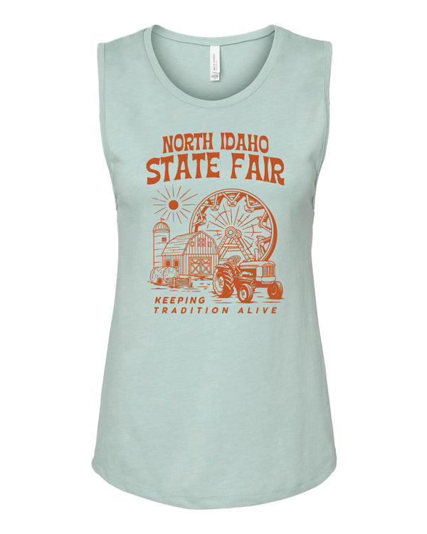 Keeping Tradition Alive Women's Muscle Tank (Heather Dusty Blue)