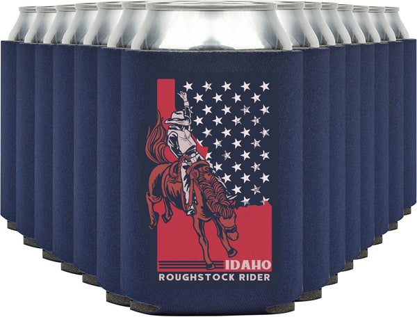 Idaho Roughstock Rider Can Cooler (Navy)