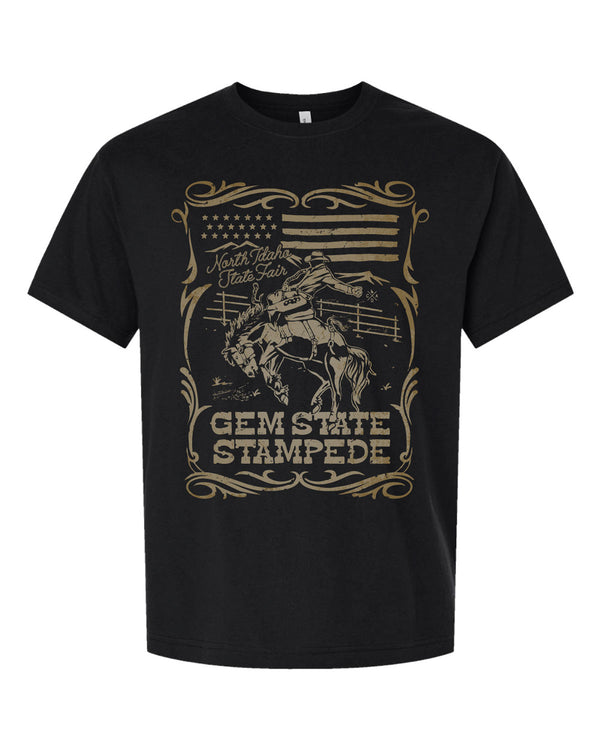 Gem State Stampede Patriotic Tee - Black (100% Cotton)