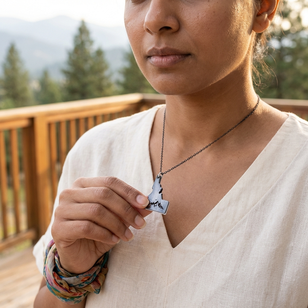 Home State Jewelry - Pewter Necklace - Idaho with Mountain