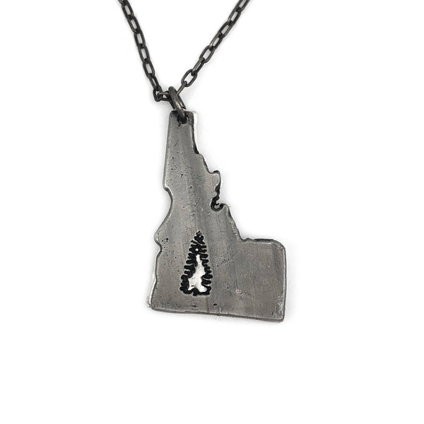 Home State Jewelry - Pewter Necklace - Idaho with Pine Tree