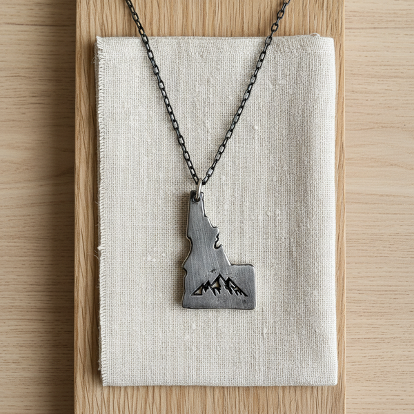 Home State Jewelry - Pewter Necklace - Idaho with Mountain