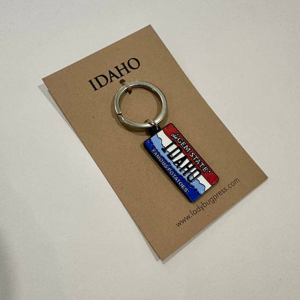Idaho License Plate Enamel Keychain, Idaho Souvenir