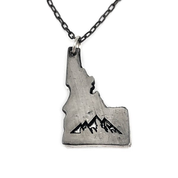 Home State Jewelry - Pewter Necklace - Idaho with Mountain