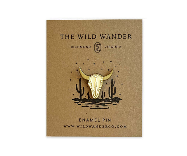 Cow Skull Western Enamel Pin