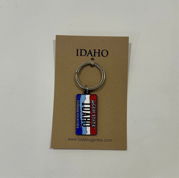 Idaho License Plate Enamel Keychain, Idaho Souvenir