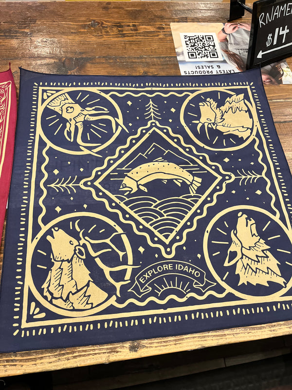 Navy Explore Idaho Bandana