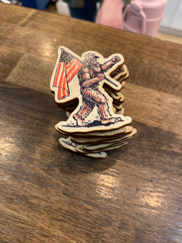 Bigfoot USA - Wooden Magnet