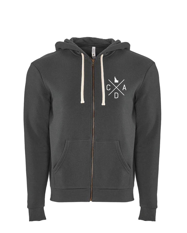 Gray Logo Zip Hoodie