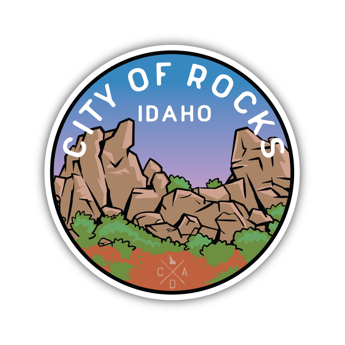 City Of Rocks Sticker – CDA IDAHO Clothing Company