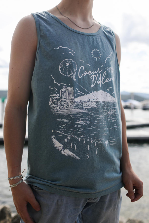 Coeur d'Alene Beach Views Ice Blue Tank