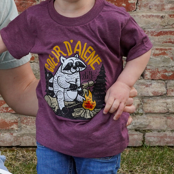 Maroon Raccoon Toddler Tee