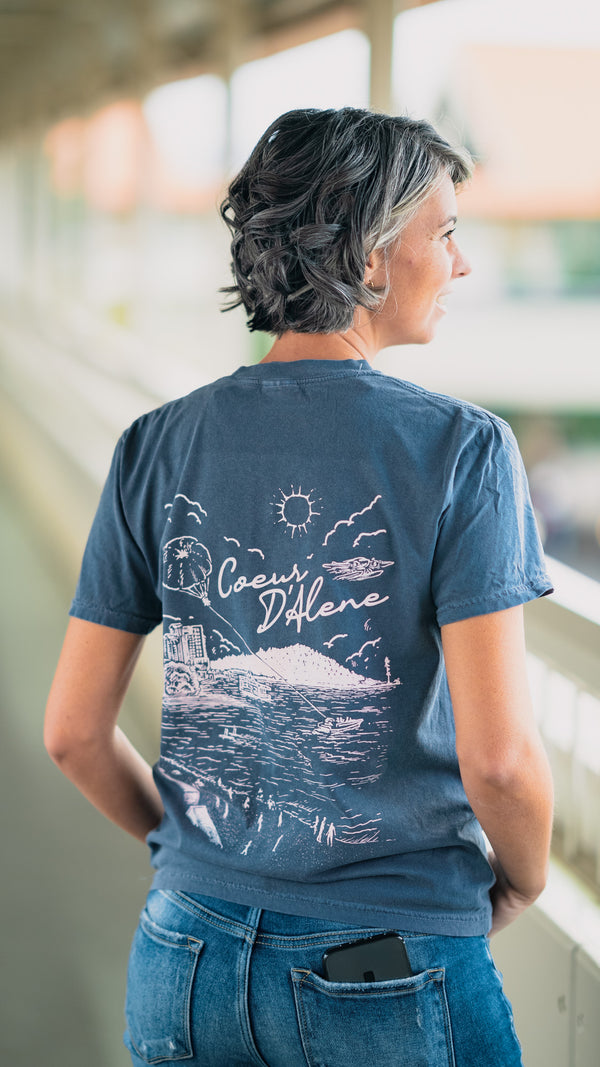 Denim Coeur d'Alene Beach Views Logo Tee