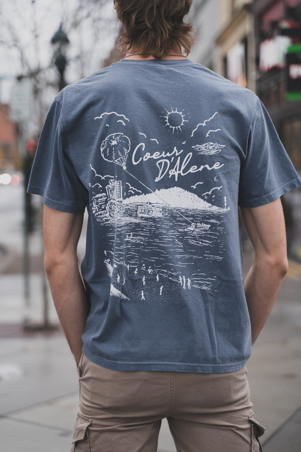 Denim Coeur d'Alene Beach Views Logo Tee