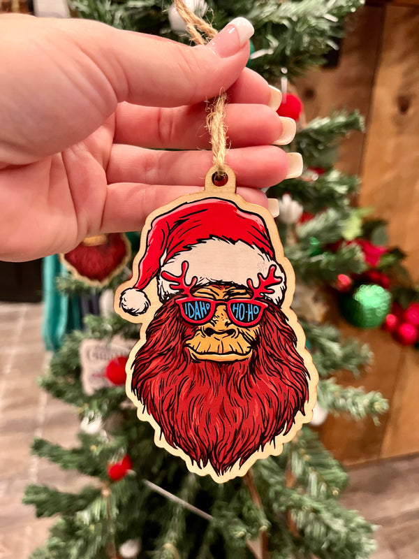 Idaho Ho Ho Santa Wooden Ornament