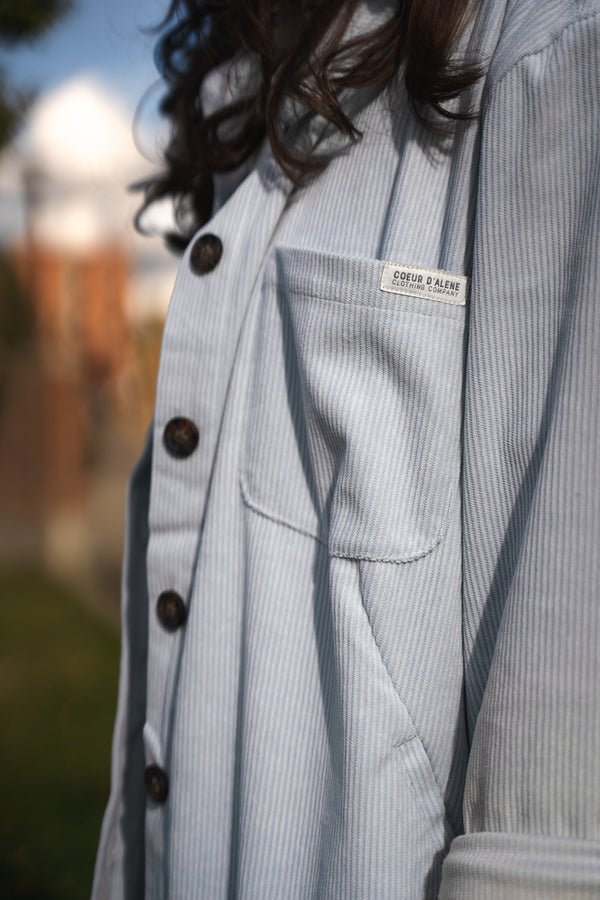 ELLA CORDUROY SHIRT JACKET - LIGHT BLUE