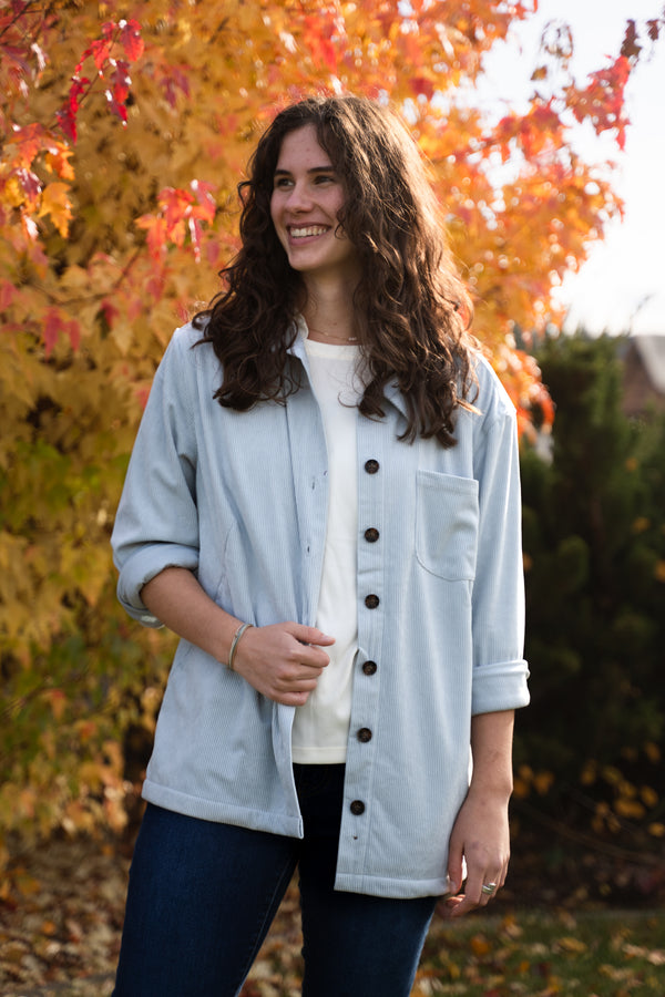 ELLA CORDUROY SHIRT JACKET - LIGHT BLUE