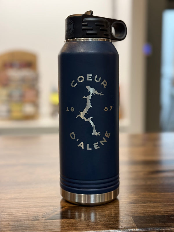 1887 Coeur d’Alene Lake 32oz Water Bottle (Navy Blue)