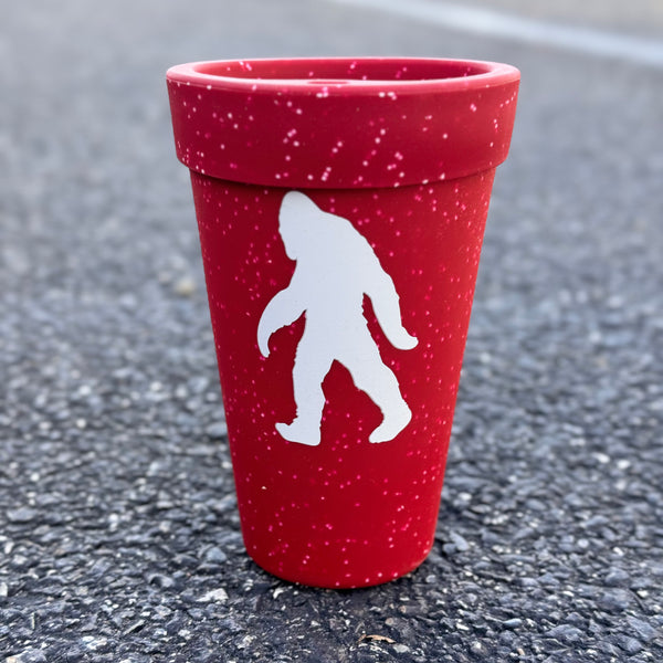 Silipint 16oz Coffee Tumbler w/lid Speckled Red Bigfoot Silhouette