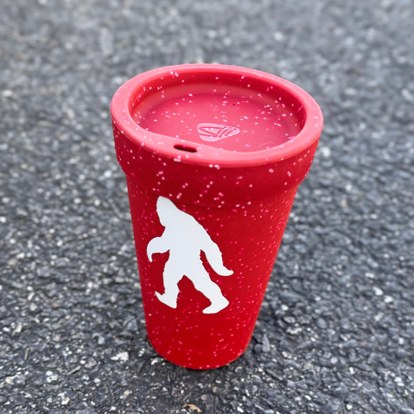 Silipint 16oz Coffee Tumbler w/lid Speckled Red Bigfoot Silhouette