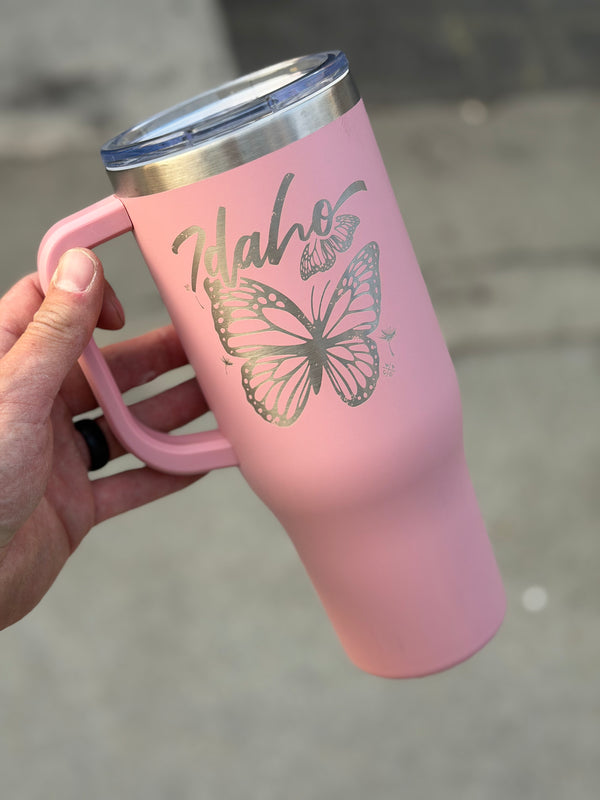 Idaho Monarch Butterfly - 40oz MAARS Tumbler (Matte Blush Rose)