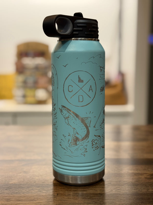 North Idaho Adventure Wrapped 32oz Water Bottle (Teal)