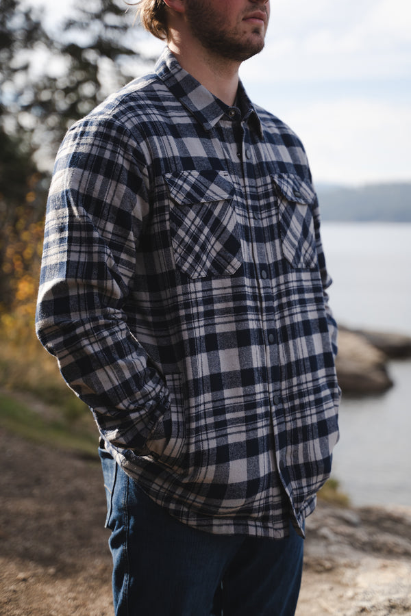 LINES FLANNEL JACKET - NAVY