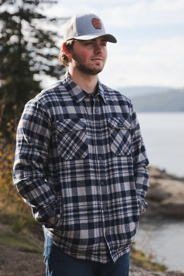 LINES FLANNEL JACKET - NAVY