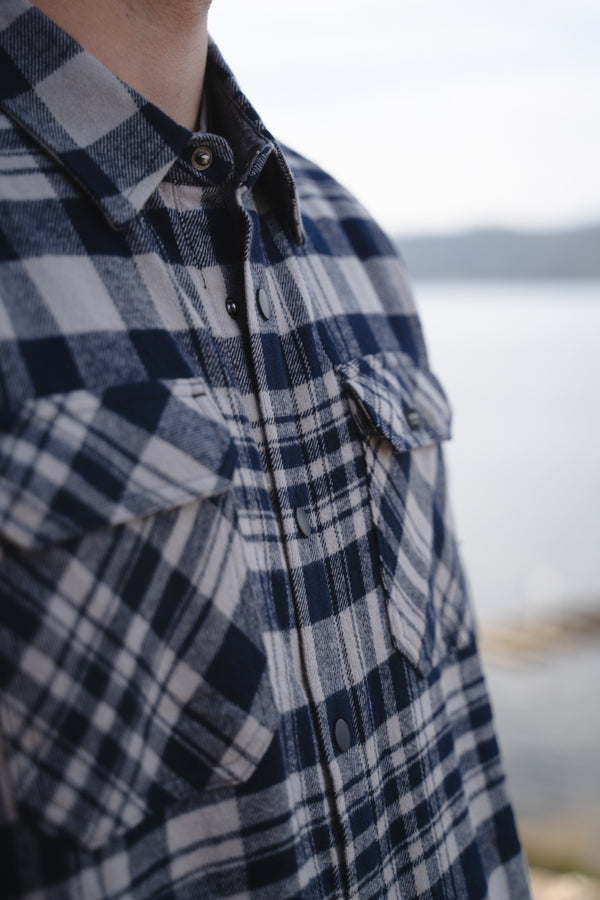 LINES FLANNEL JACKET - NAVY