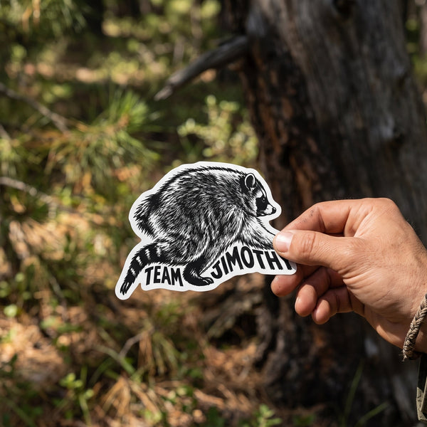Team Jimothy The Raccoon Black/White Sticker