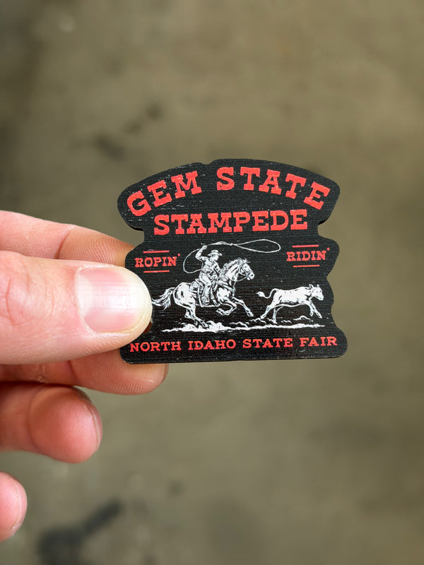 Gem State Stampede Calf Roping - Wooden Magnet