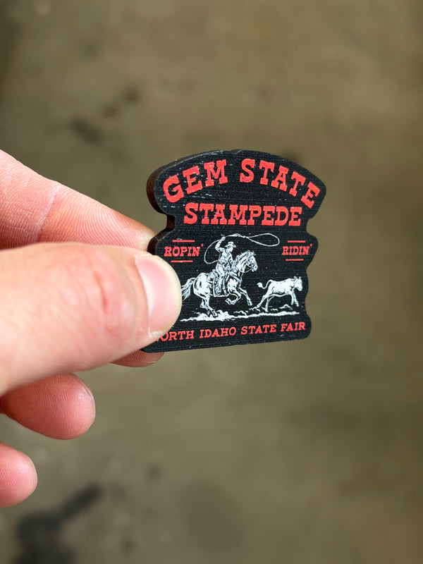 Gem State Stampede Calf Roping - Wooden Magnet