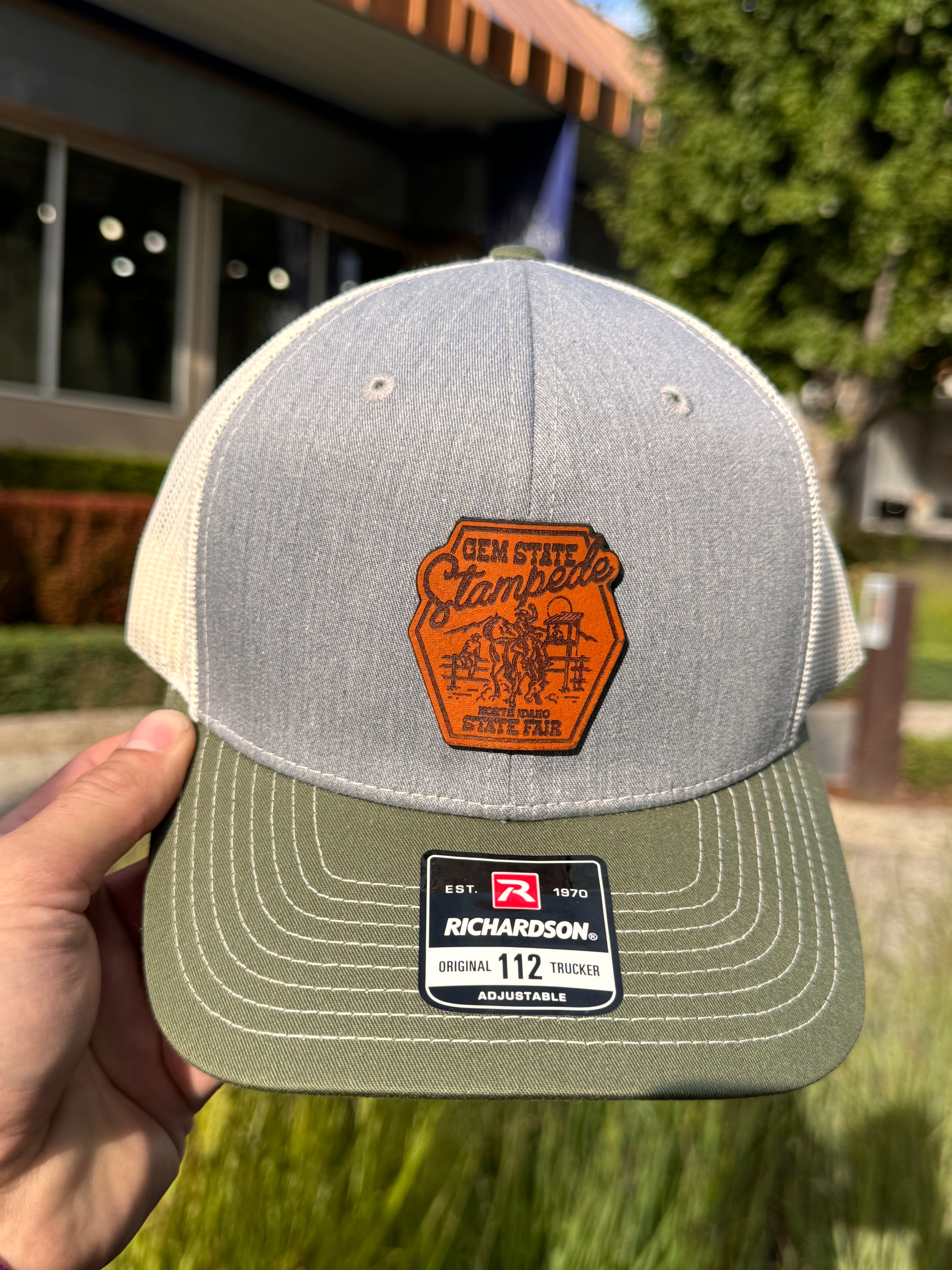 Gem State Stampede Hexagon Leather Patch Heather Birch Army Gem State Stampede Hexagon Leather Patch Heather Birch Army
