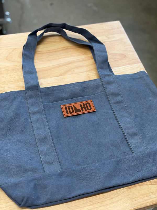 Idaho State Leather Patch Large Tote Bag