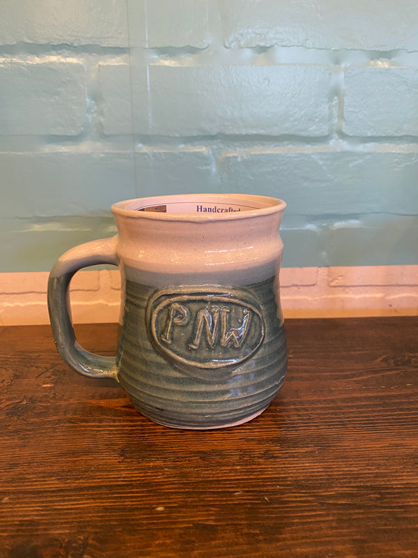 Handmade Ceramic PNW Coffee Mug - Green Glaze