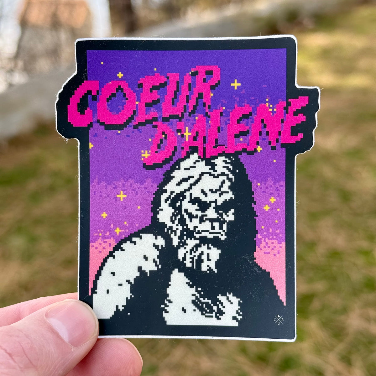 8-Bit Coeur d'Alene Bigfoot Sticker – CDA IDAHO Clothing Company