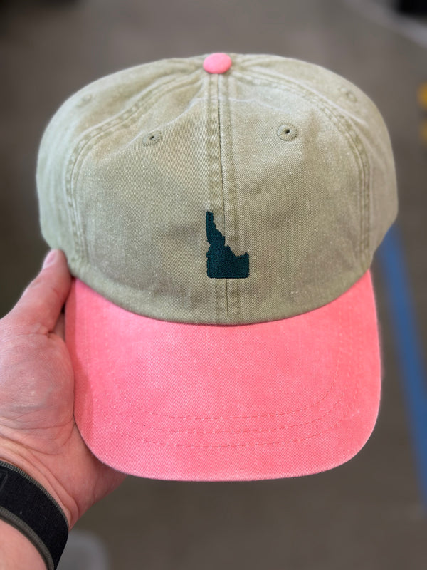 The Idaho Shape Khaki / Coral Pigment Dyed Hat