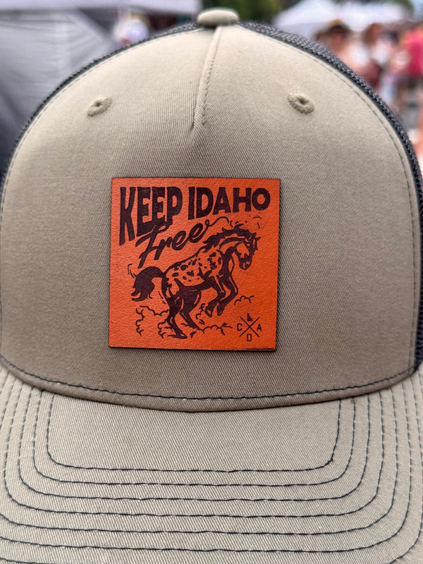 Keep Idaho Free Leather Patch Loden Trucker Hat