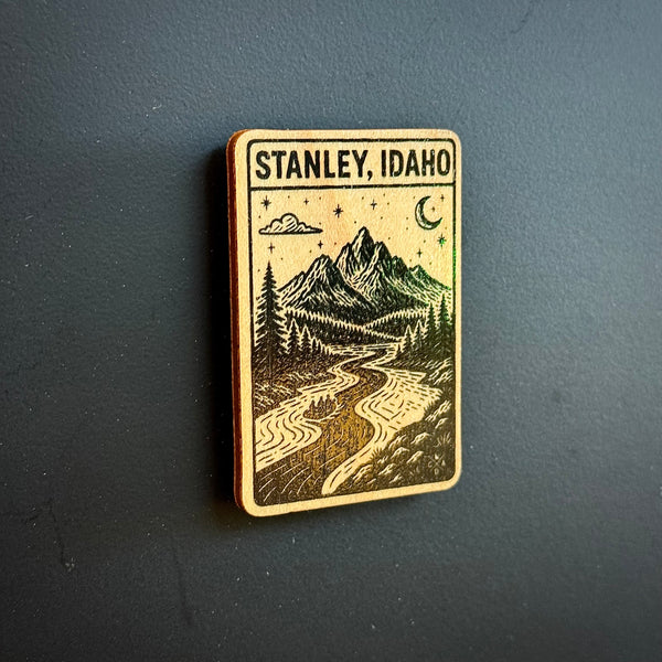 Stanley Idaho Night Cruise Wooden Magnet (Printed)