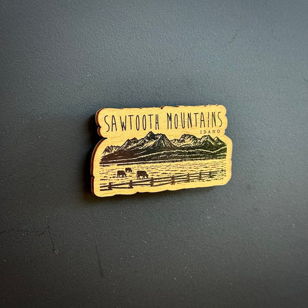 Sawtooth Mountains Idaho Wooden Magnet (Printed)