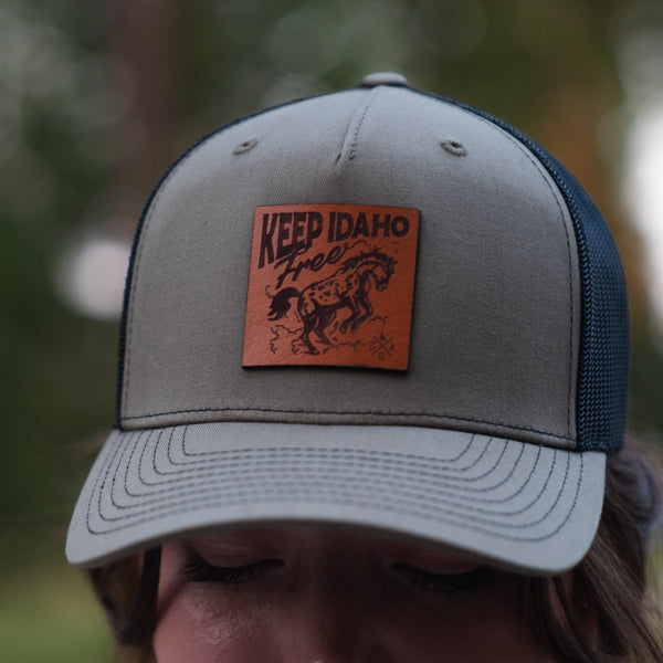 Keep Idaho Free Leather Patch Loden Trucker Hat